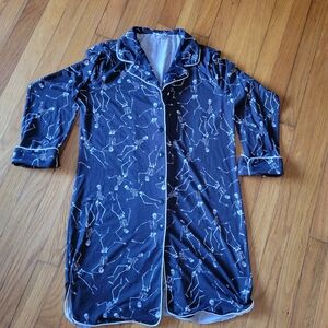 Black Skeleton Print Halloween Spooky Nightgown